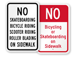 No Skateboards Floor Stencil - Sidewalk, No Bike Riding, SKU - ST-0276