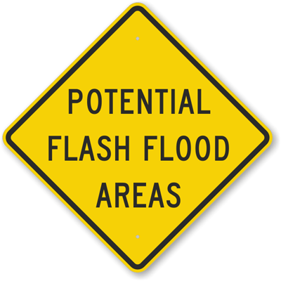 flood sign flash potential areas warning road