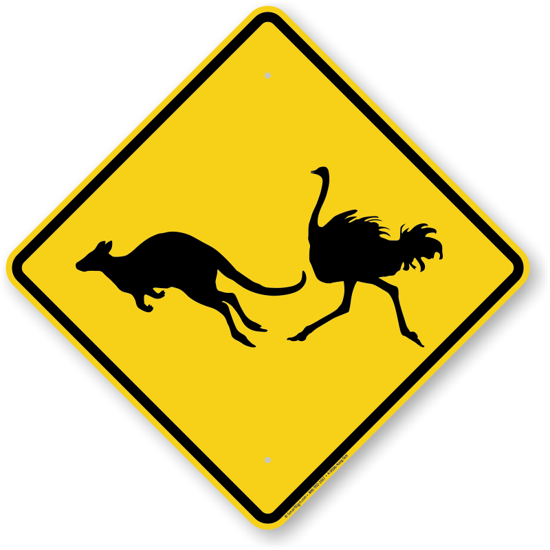Kangaroo Ostrich Crossing Symbol Sign - Best Range, SKU: K ...