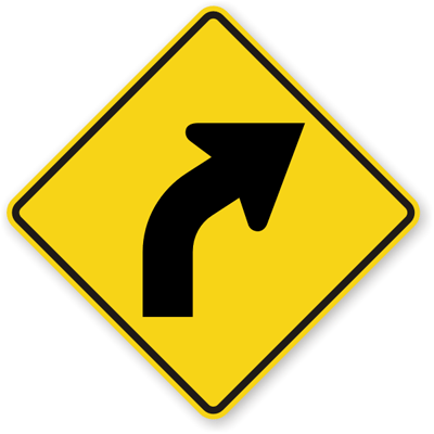 Right Curve: Right Curve with Sharp Turn Symbol