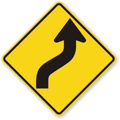 Right Reverse Curve: Right Reverse Curve with Sharp Turn Symbol