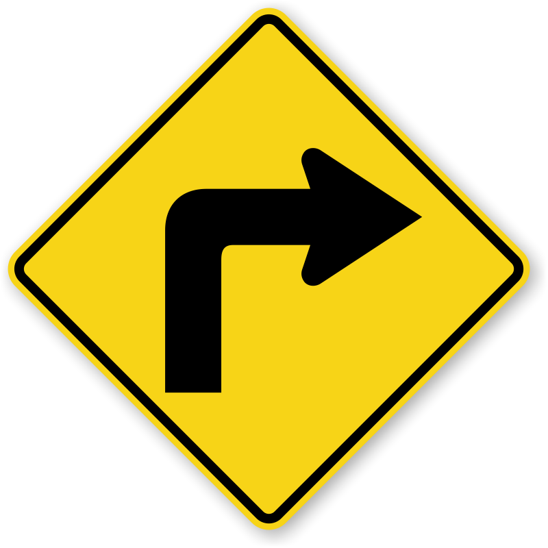 Right Turn Symbol Sign Sharp Turn Sign Sku X W1 1r