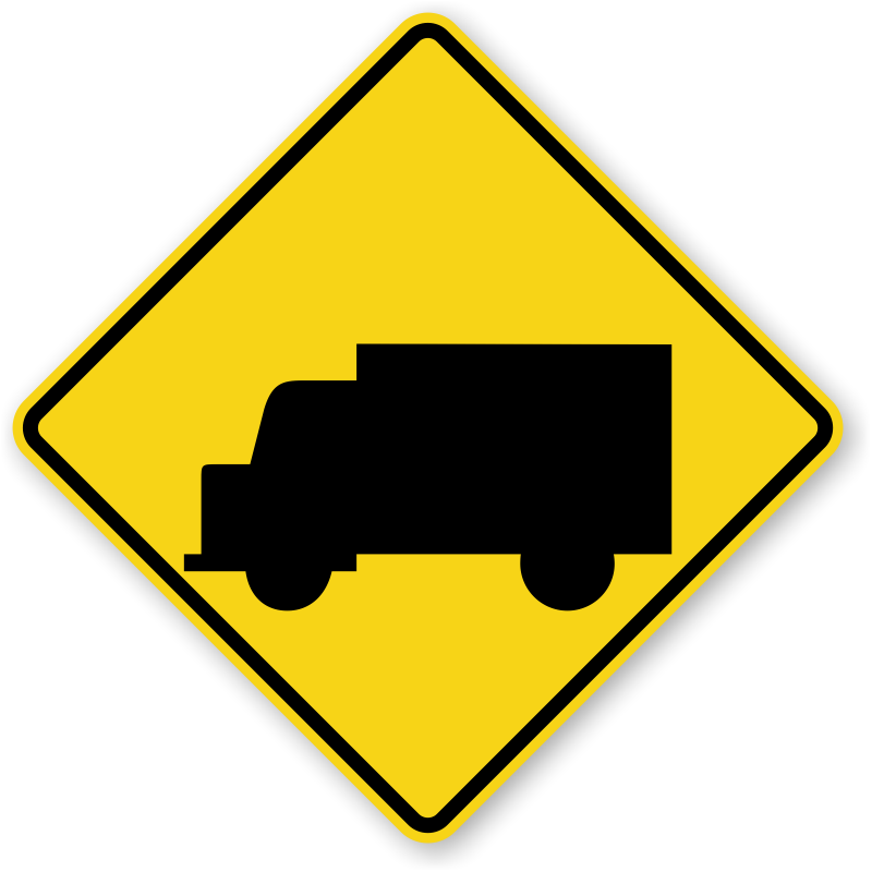 Collection 96+ Images yellow sign with a truck on it Updated