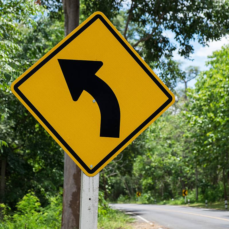 Left Curve Symbol Sign Sharp Turn Sign SKU X W1 2L