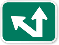 Straight Thru Angled Left Arrow Traffic (Symbol) Sign