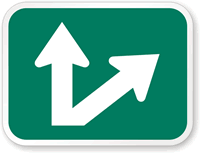 Straight Thru Angled Right Arrow Traffic Sign Symbol