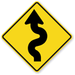 Left Winding Road Sign - Sharp Turn Sign