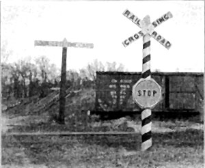 Crossbuck railroad crossing sign, circa 1926