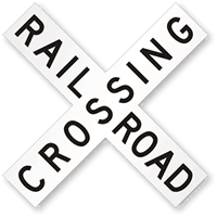 Railroad crossing crossbuck sign