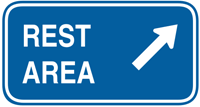 Blue rest area sign