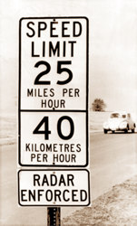 Metric Speed Limit Sign from 1975