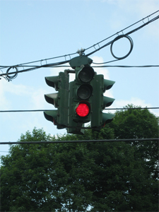 Tipperary Hill green-over-red traffic light