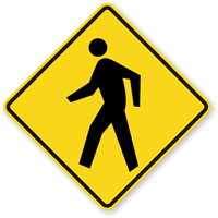 Yellow pedestrian traffic sign