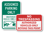 Authorized Vehicles Parking Signs