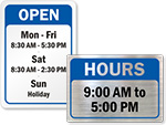 Business Hours Signs