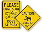 Pets & Dogs at Play Signs