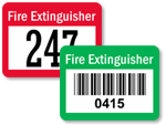 Preprinted Fire Extinguisher Labels with Barcodes