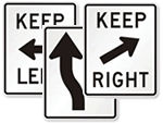 Keep Right Signs And Keep Left Signs