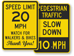 Pedestrians Speed Limit Signs
