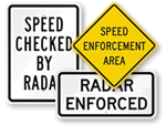 Speed Checked by Radar Signs