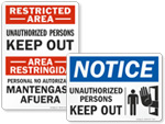 Unauthorized Personnel Keep Out Signs