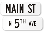 White Street Signs - 6" High Signs