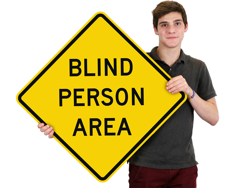 Who is responsible person. Blind person. Person sign.