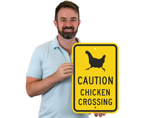 Caution Chicken Crossing Sign