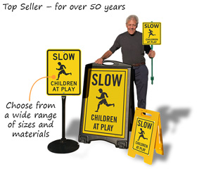 children at play sign, slow down