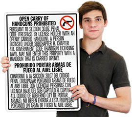 Texas Concealed and Open Carry Signs