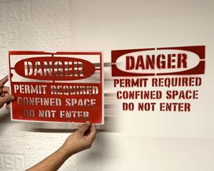 Confined space stencil