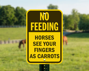 Do not feed horses sign