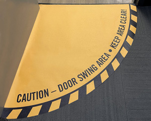 Door swing floor decals