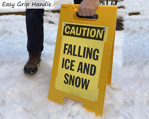 Falling snow warning sign