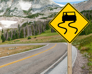 warning road sign