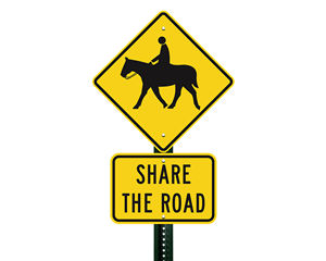 Horse crossing share the road signs