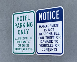 Hotel Parking Signs