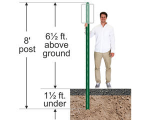 Install 8’ tall u-channel sign post