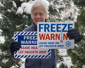 Leave faucets drip freeze warning signs