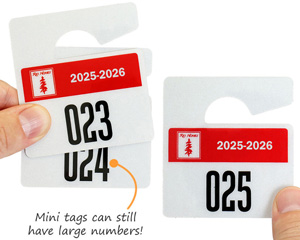 Mini parking tags with large numbering