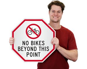 No bike beyond this point sign