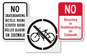 No Biking No Skateboarding on Sidewalk Signs No Biking No Skateboarding on Sidewalk Signs