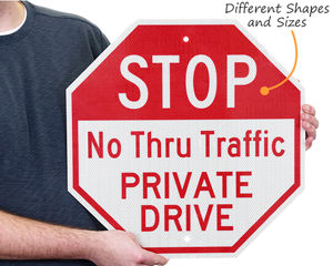No Thru Traffic Stop Signs