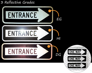One way signs at night – compare three reflective grades One way signs at night – compare three reflective grades