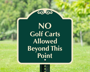 Golf cart parking sign