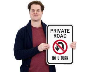 Private road no u-turn sign