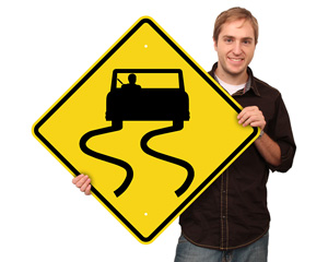 Slippery road signs