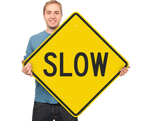 TRAFFIC SIGN PLEASE SLOW DOWN ROAD VARIOUS SIZES SIGN & STICKER OPTIONS 