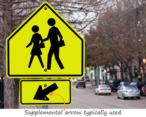Pedestrian crossing suppliment signs