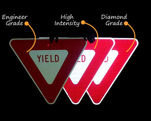 Reflective Yield Traffic Signs in Night